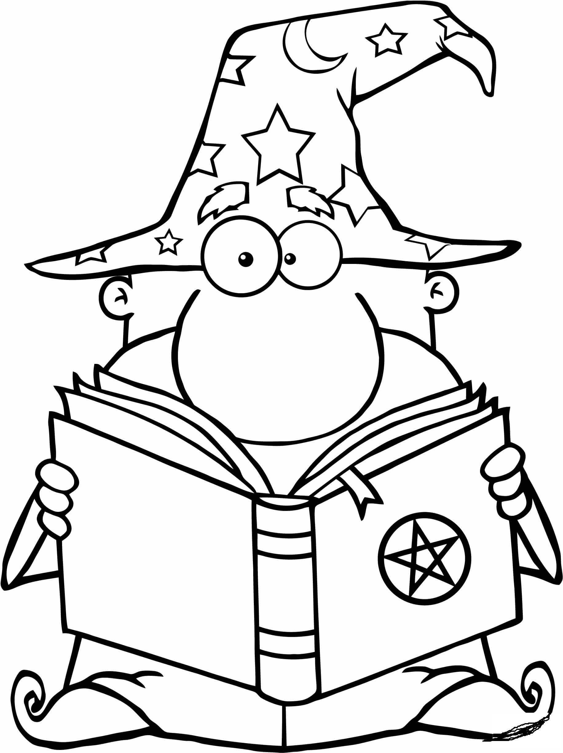 Funny Wizard Holding A Magic Book