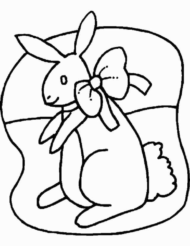 Cute Rabbit And Bow Coloring Page