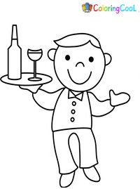 Waiter and Waitress Coloring Pages