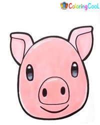 How To Draw The Pig Face – Six Simple Steps Coloring Page
