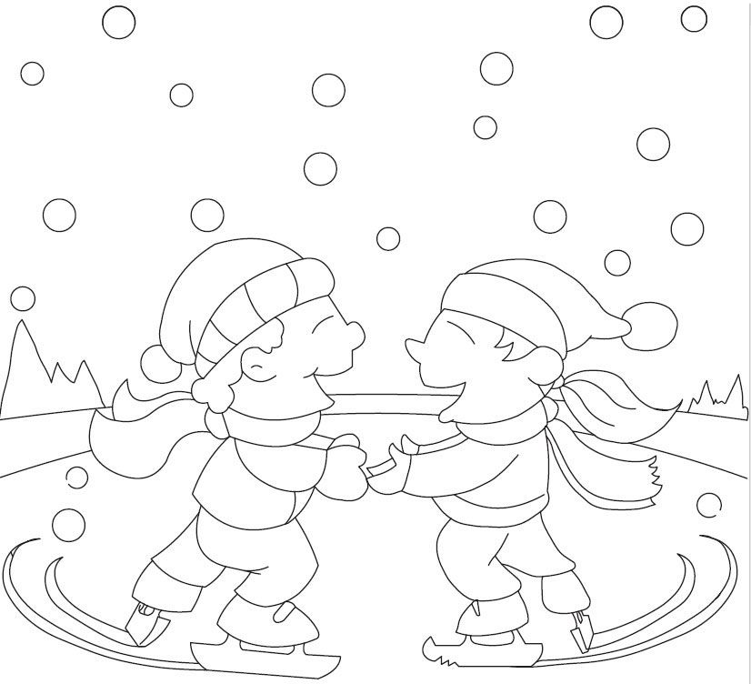 Best Friends Ice Skating Coloring Page