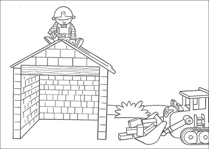 Scoop Helps Bob To Build House Coloring Page
