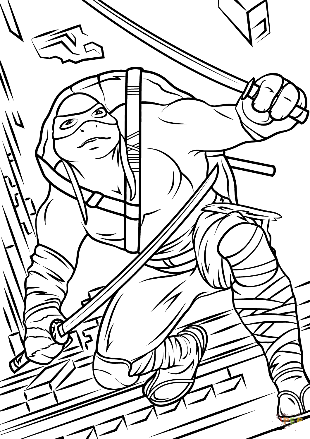 Teenage Mutant Ninja Turtles Leonardo Coloring Page
