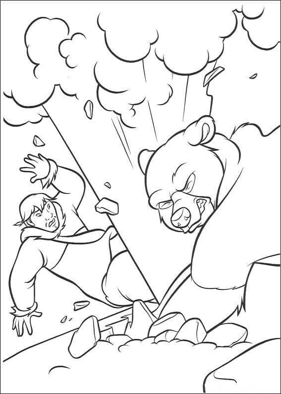 The Bear Is Figthing Coloring Page
