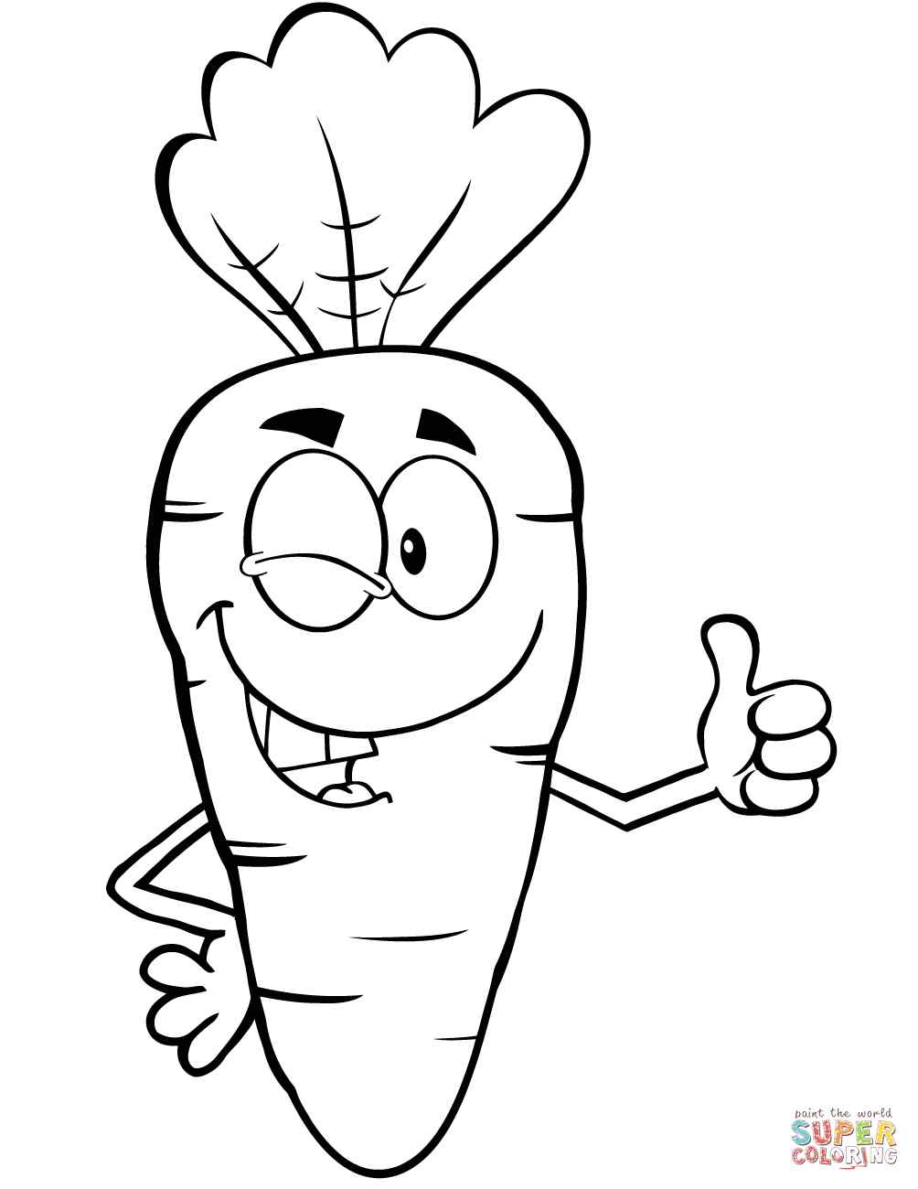 Winking Carrot Cartoon Character