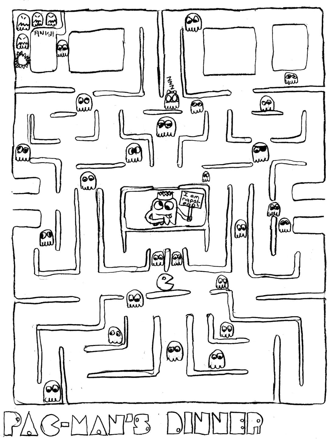 Pacman Find Road Coloring Page