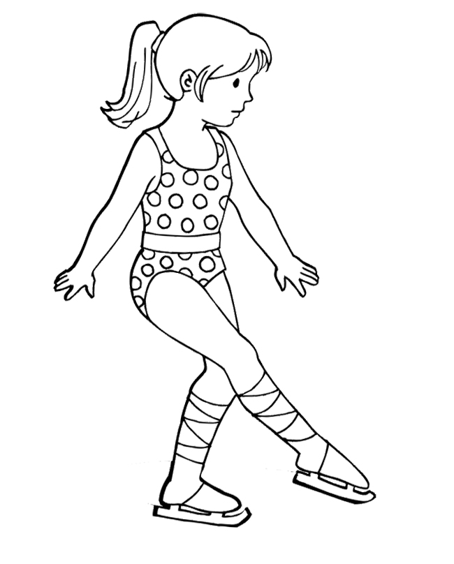 Baby Girl Ice Skating Coloring Page