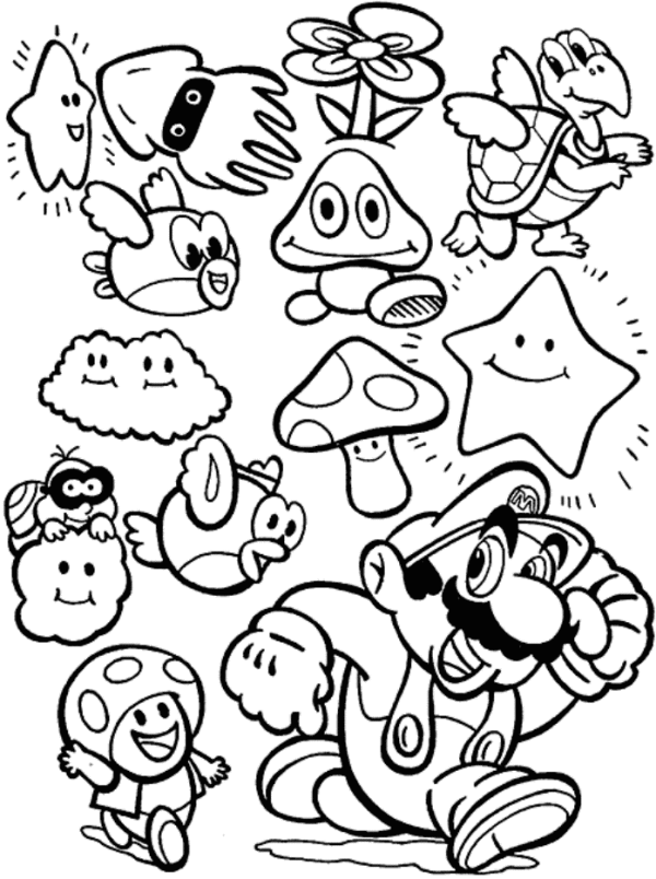Video Game  Many Characters Coloring Page