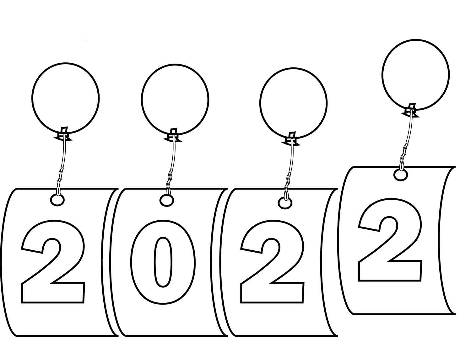 Happy New Year 2022 To Print For Kids Coloring Page
