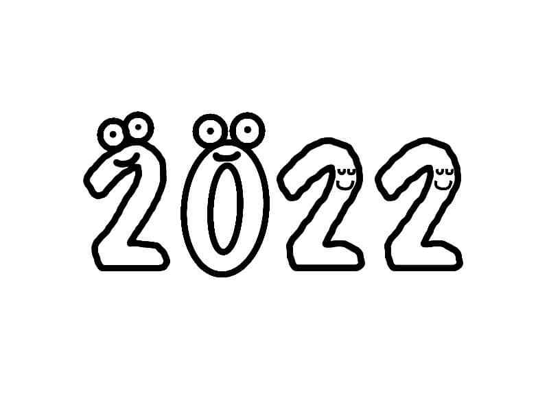 Print 2022 New Year For Kids Coloring Page