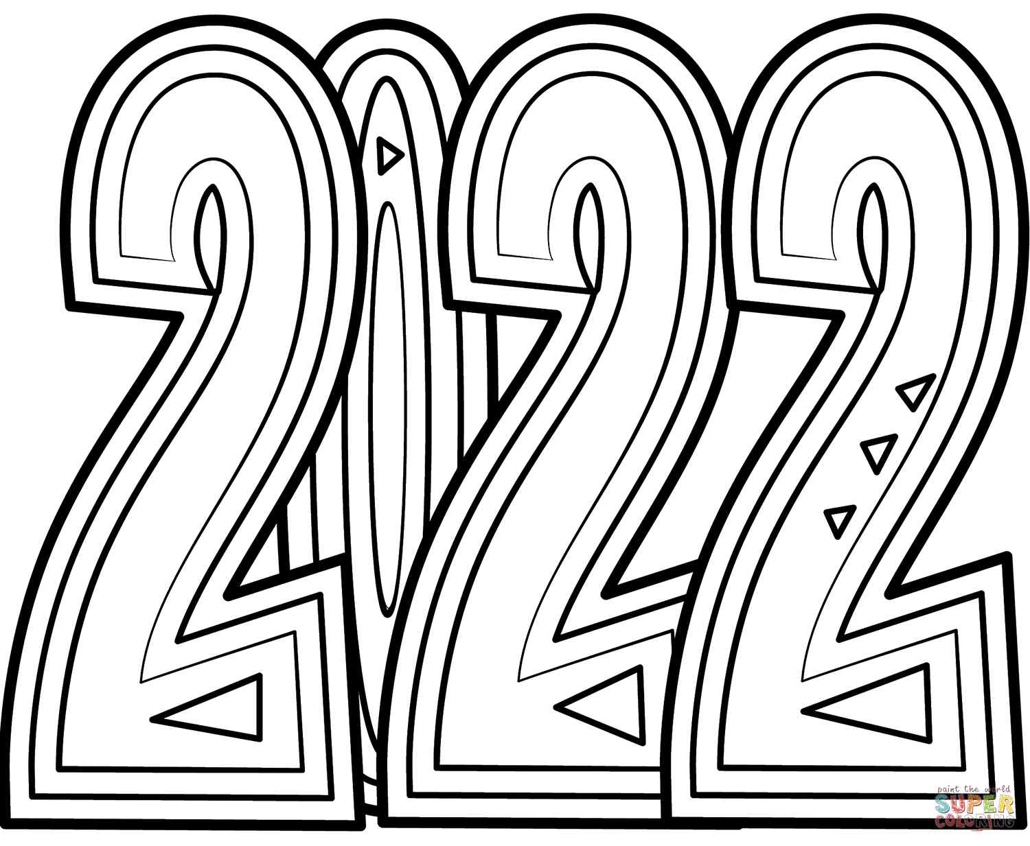 Happy New Year 2022 To Print For Kid Coloring Page
