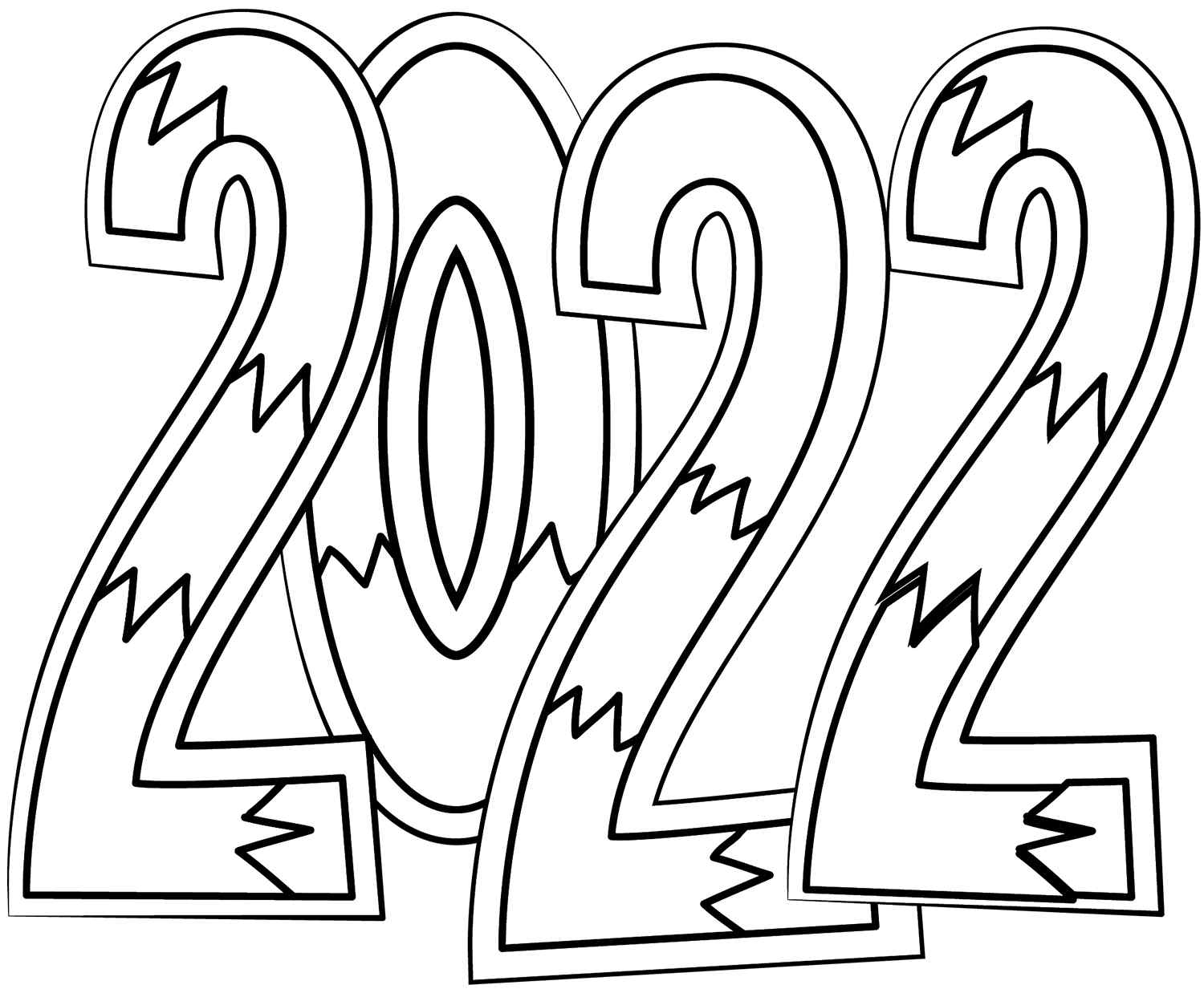New Year 2022 To Print Coloring Page