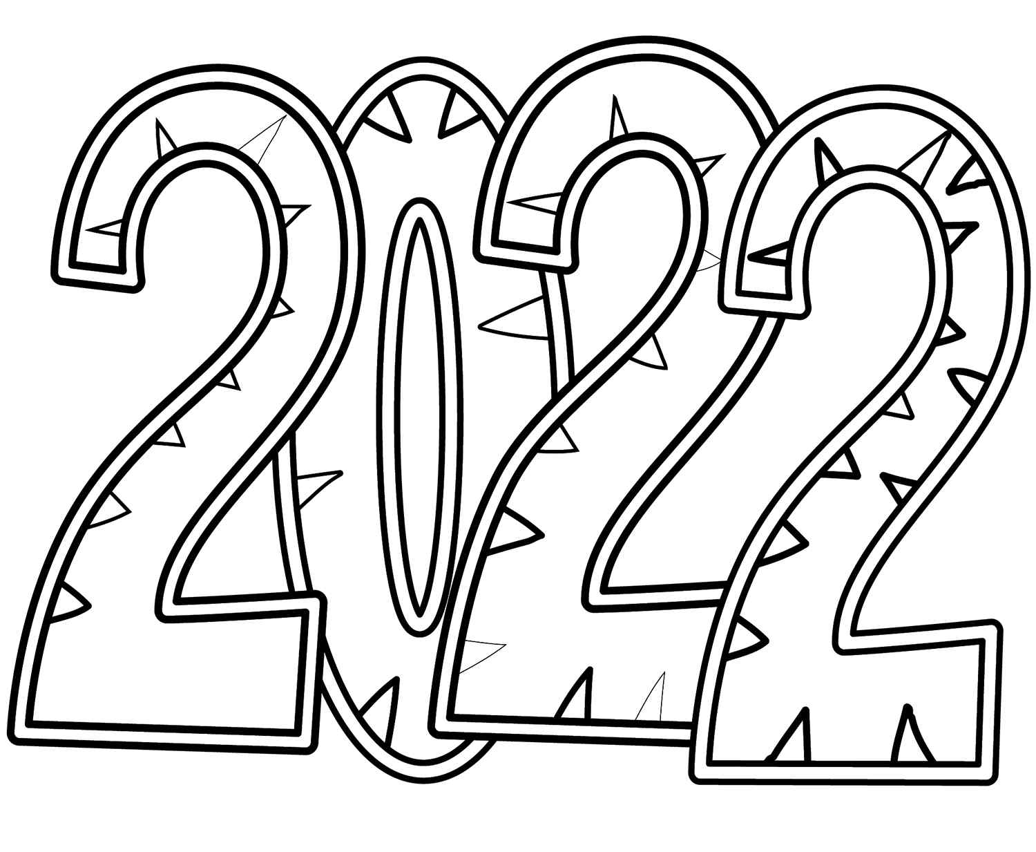 Printable New Year 2022 Coloring Page