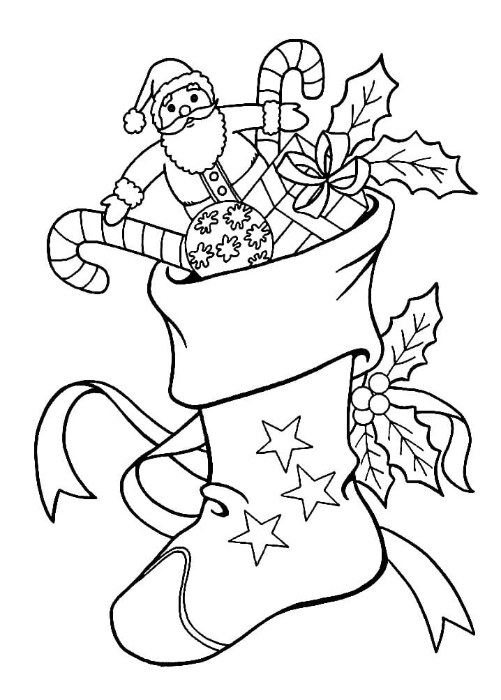 A Christmas Boot Stuffed With Gifts Coloring Page