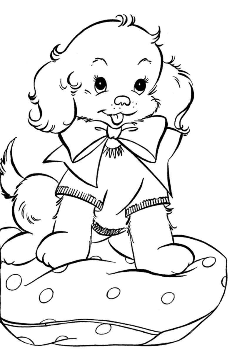 A Beautiful Puppy As A Gift Coloring Page