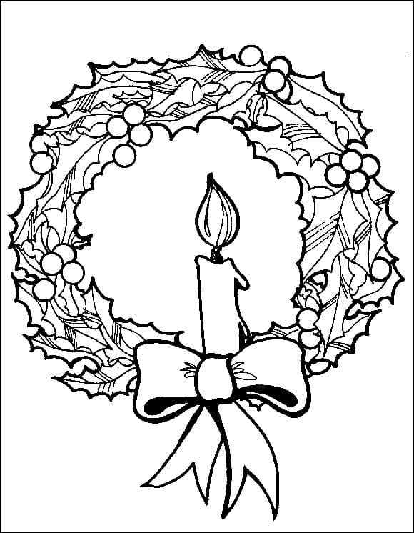Candle Is Decorated With Christmas Wreath