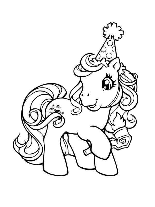 A Cute Cnicorn In A Christmas Cap Coloring Page