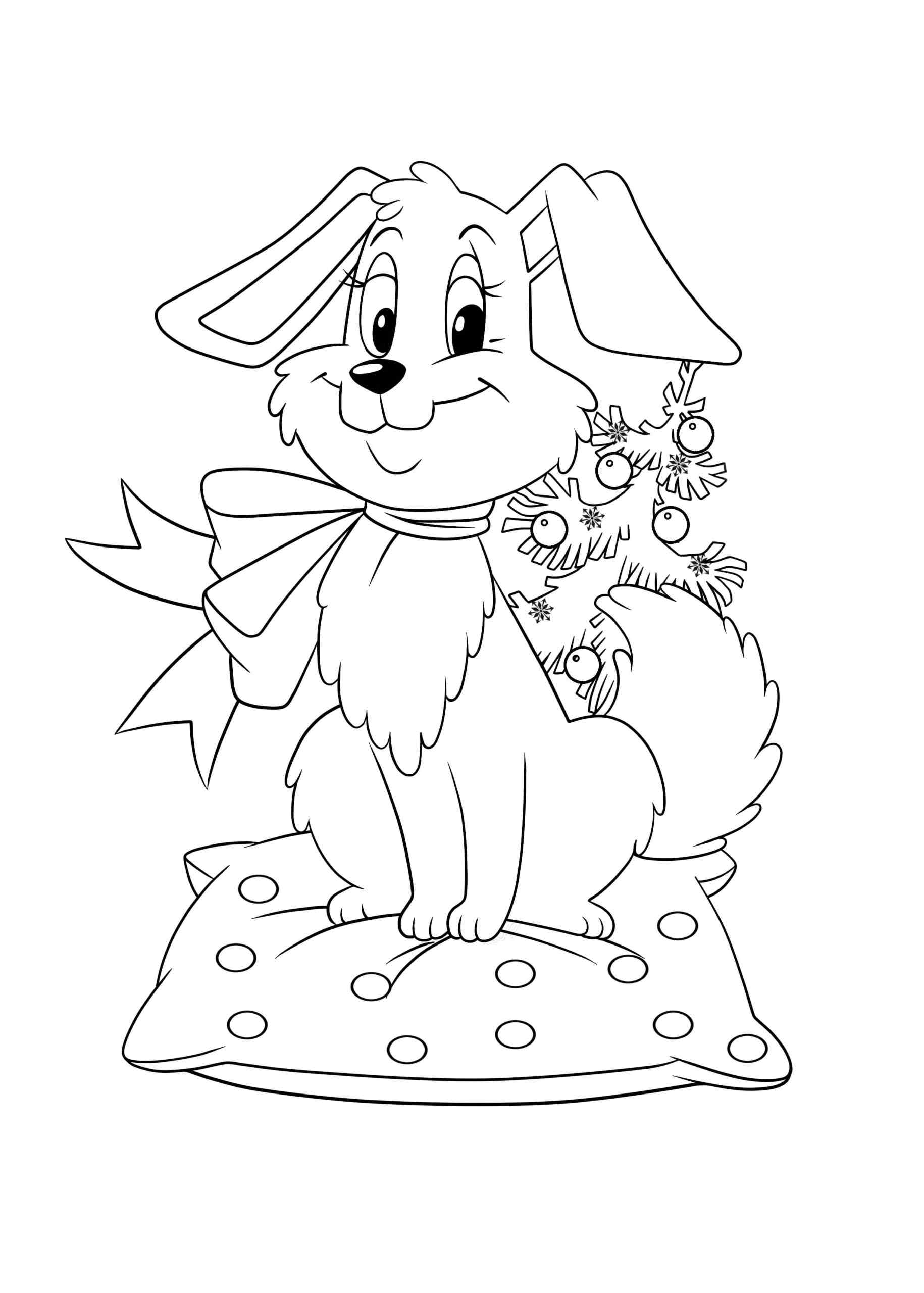 Christmas Present Sits By The Tree Coloring Page