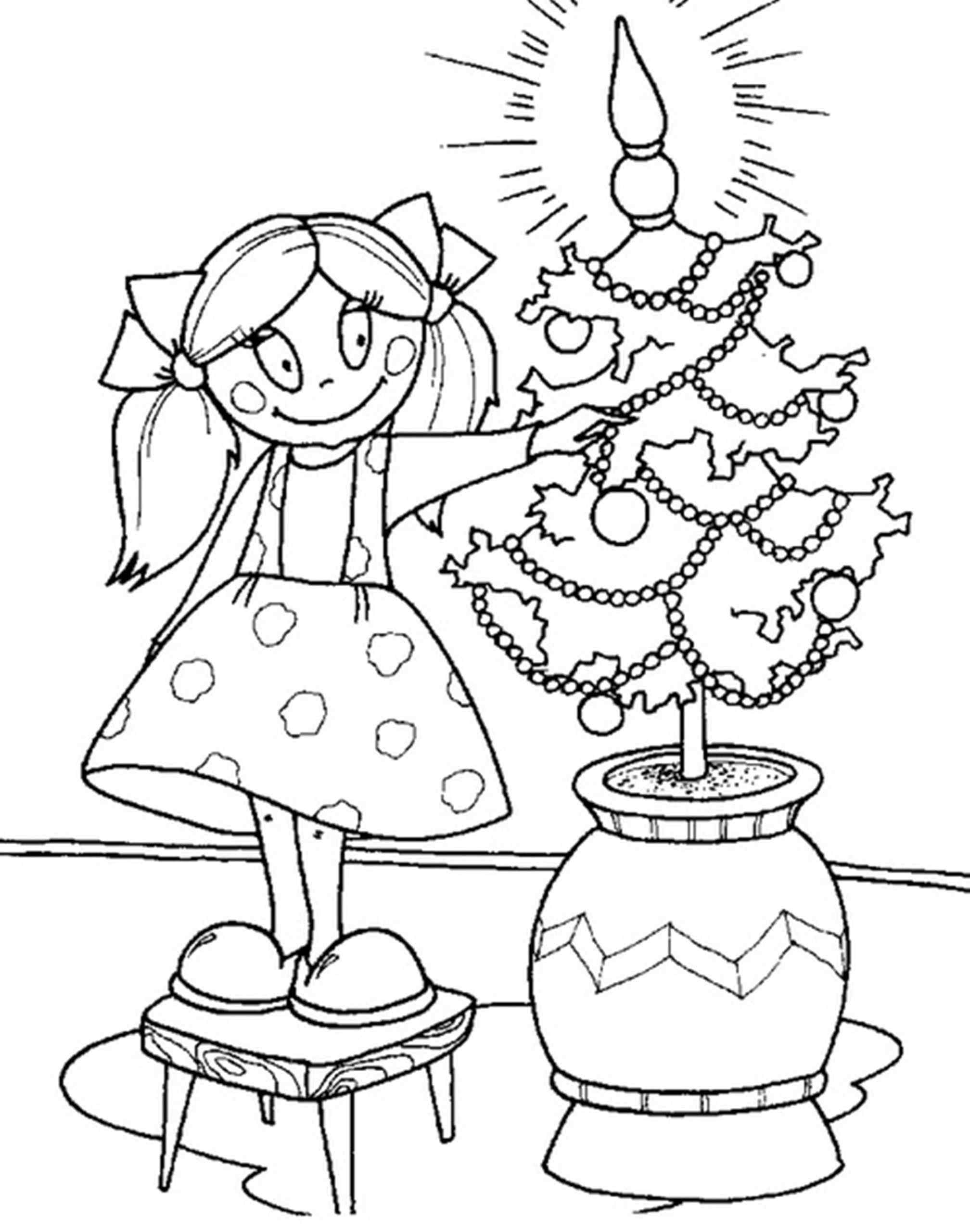 A Girl Decorates A Living Tree