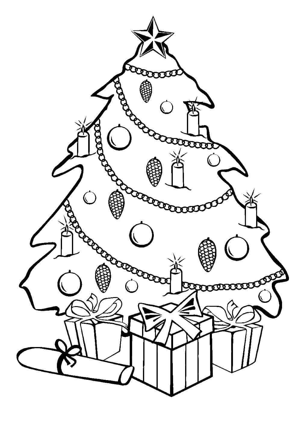 Christmas Gift Under The Tree Coloring Page