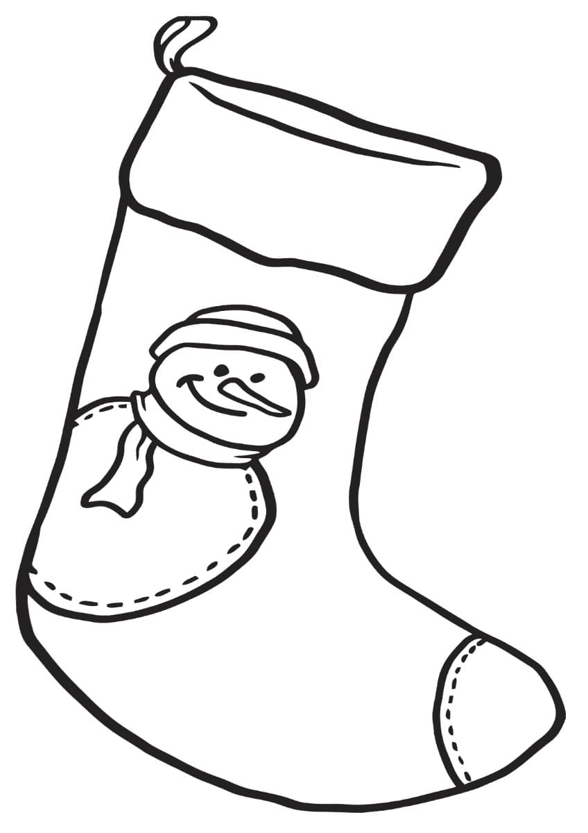 Snowman Is Embroidered On A Stocking