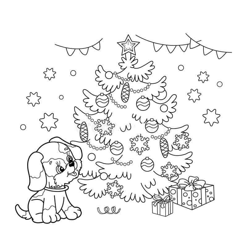 A Tailed Gift Under The Tree Coloring Page