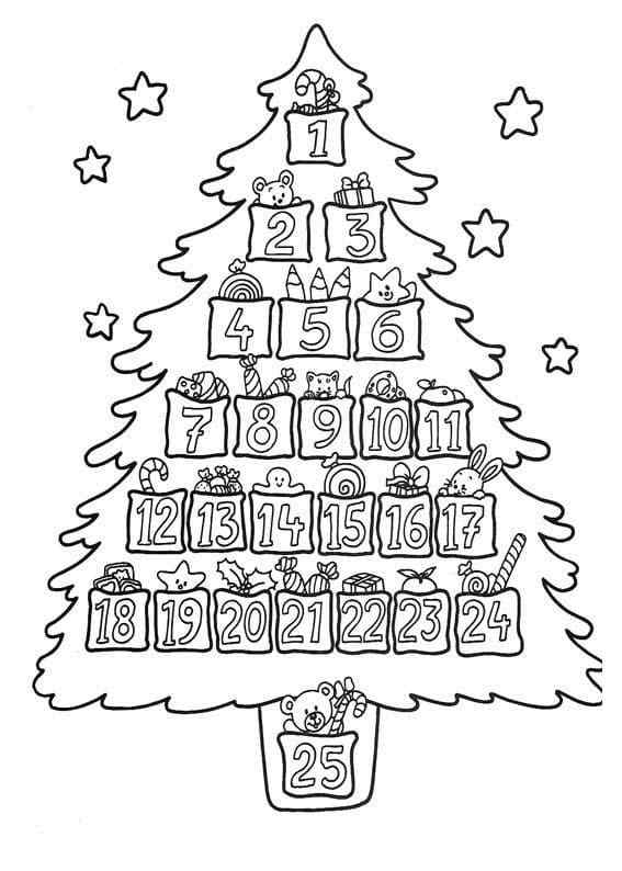 Advent Calendar On A Christmas Tree