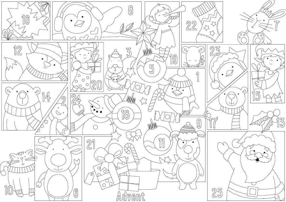 Advent Calendar Coloring Page
