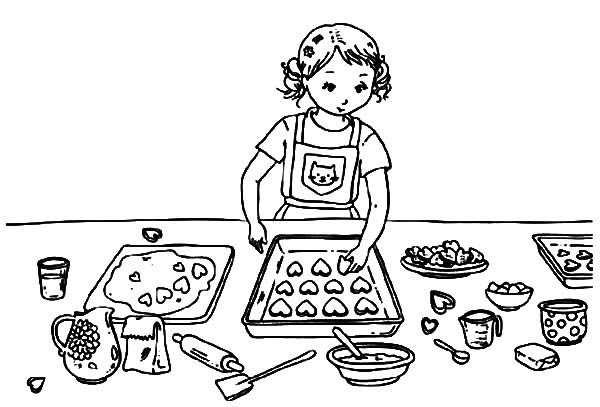 Baking Cookies Coloring Page