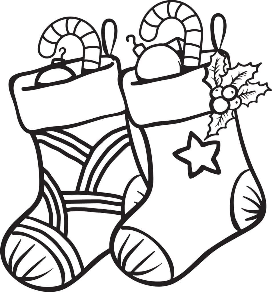Beautiful Christmas Boots With Gifts Coloring Page