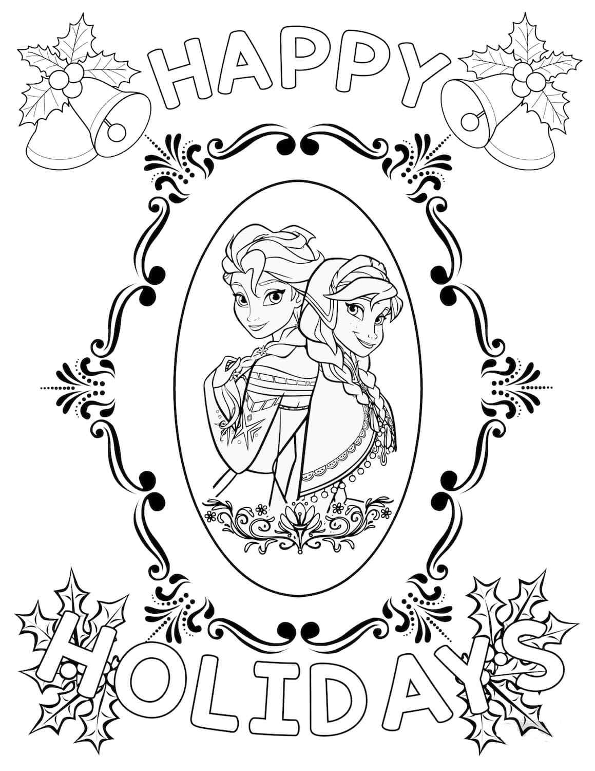 Beautiful Christmas Card Coloring Page