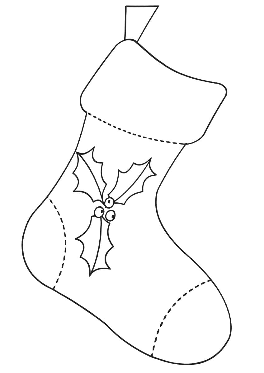 Beautiful Leaves Are Tied On A Stocking Coloring Page