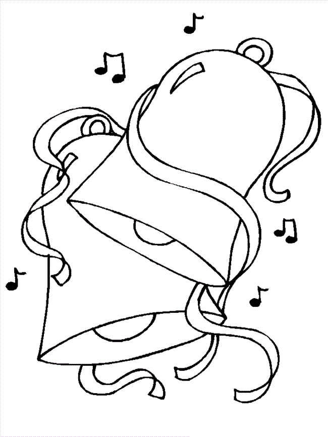 New Christmas Bell With Music Note Coloring Page