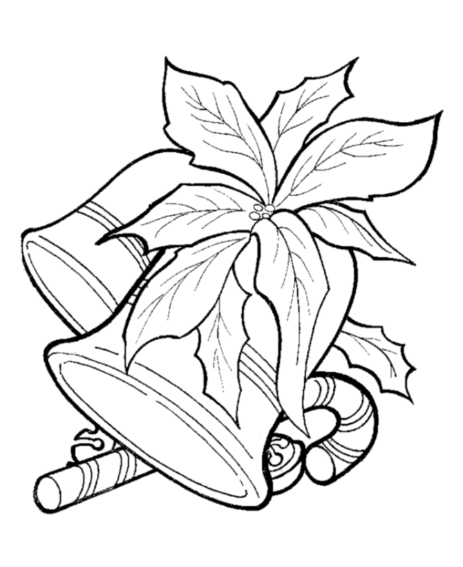 Christmas Bells And Flower Coloring Page