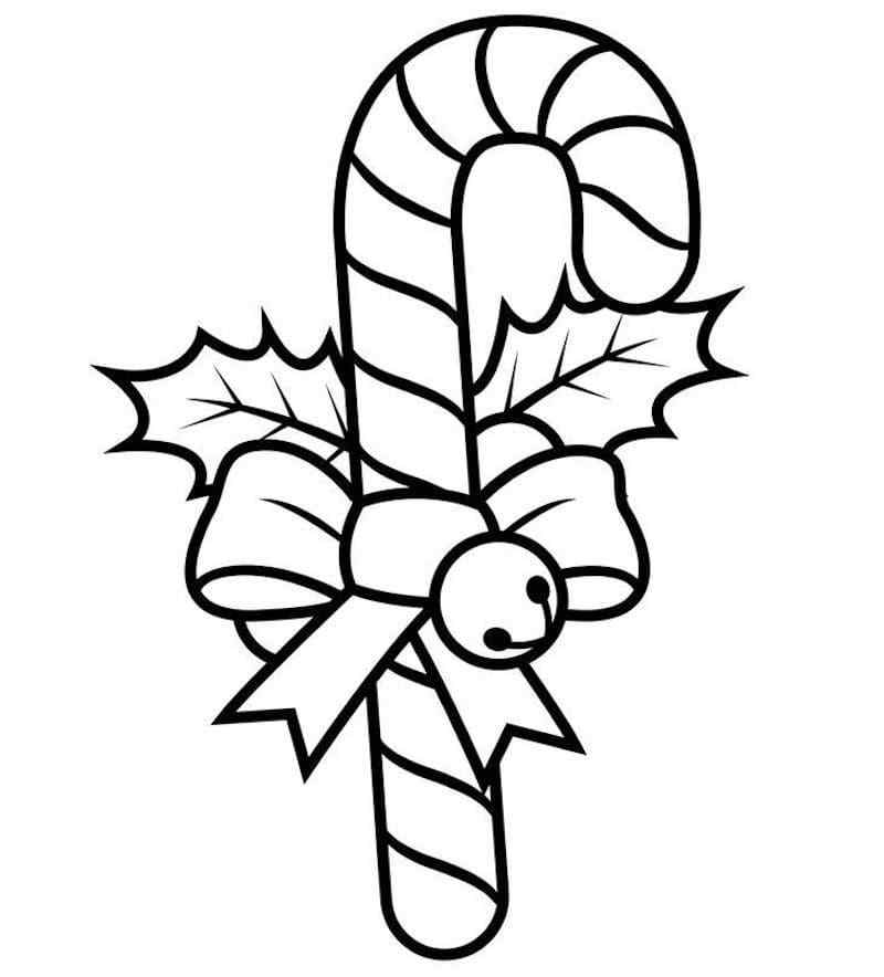 Christmas Candy Cane For Kid Coloring Page