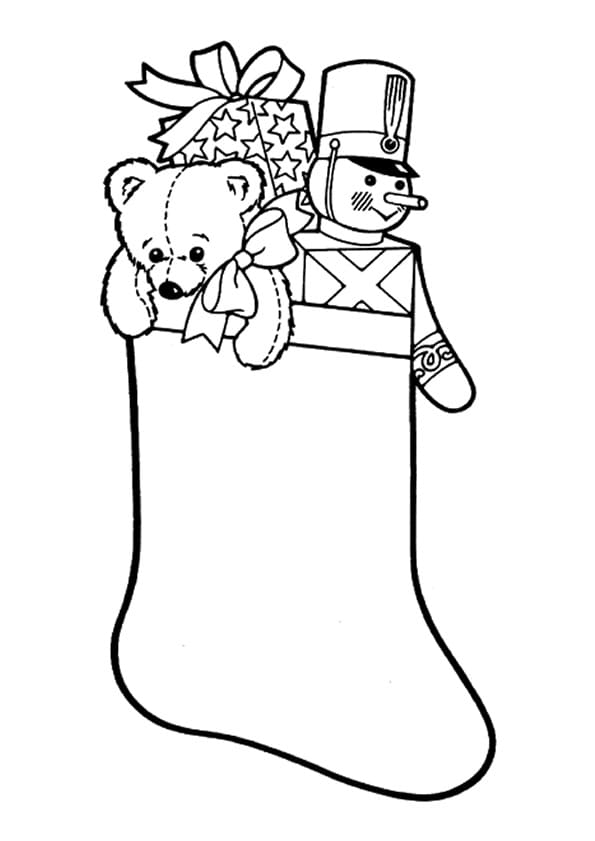 Christmas Stockings And Toys Coloring Page