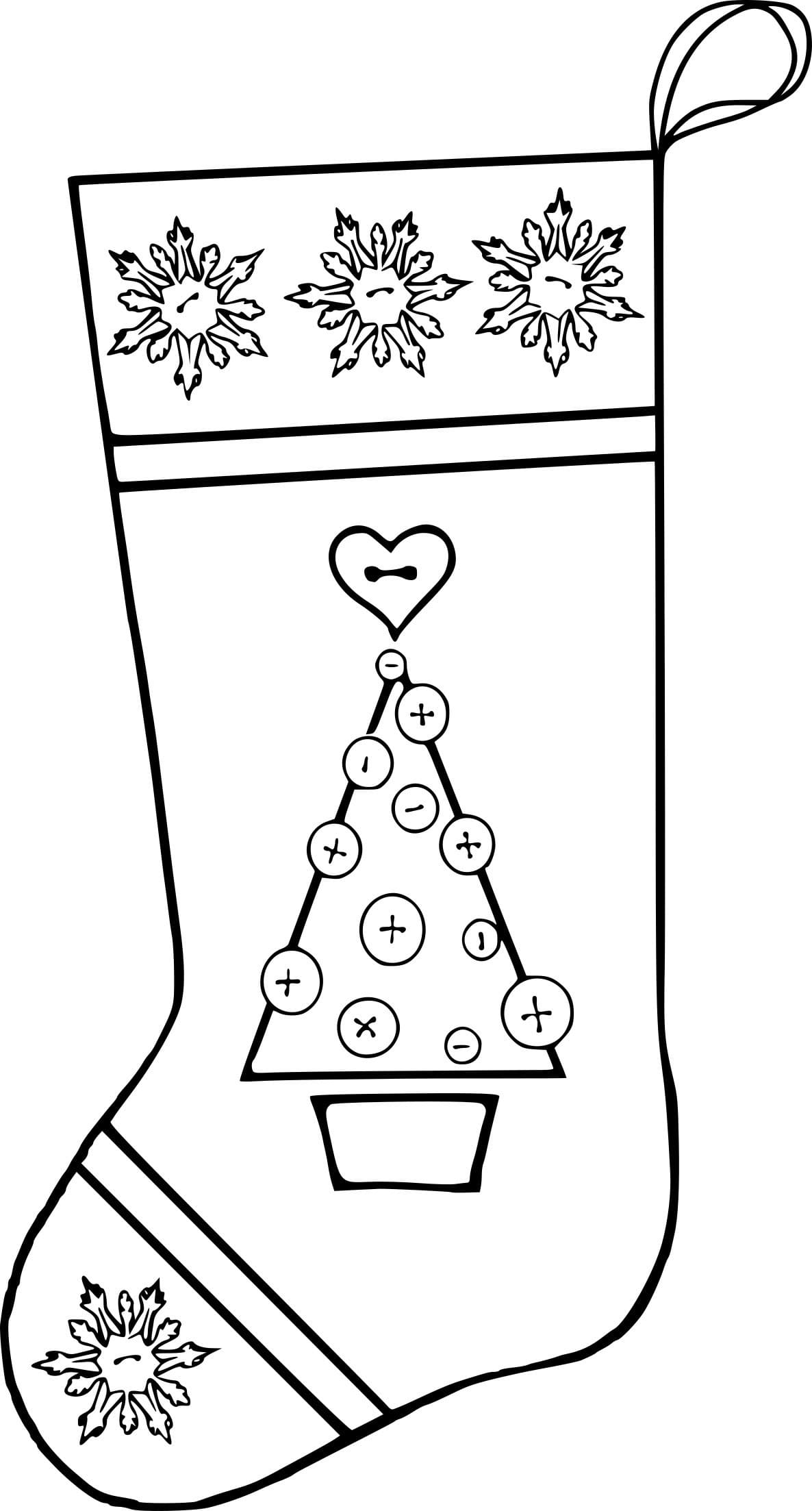 Christmas Stockings With Flowers Coloring Page
