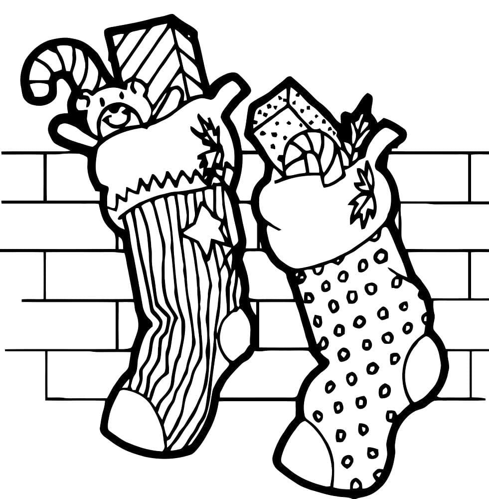 Christmas Stockings With Many Candies Coloring Page