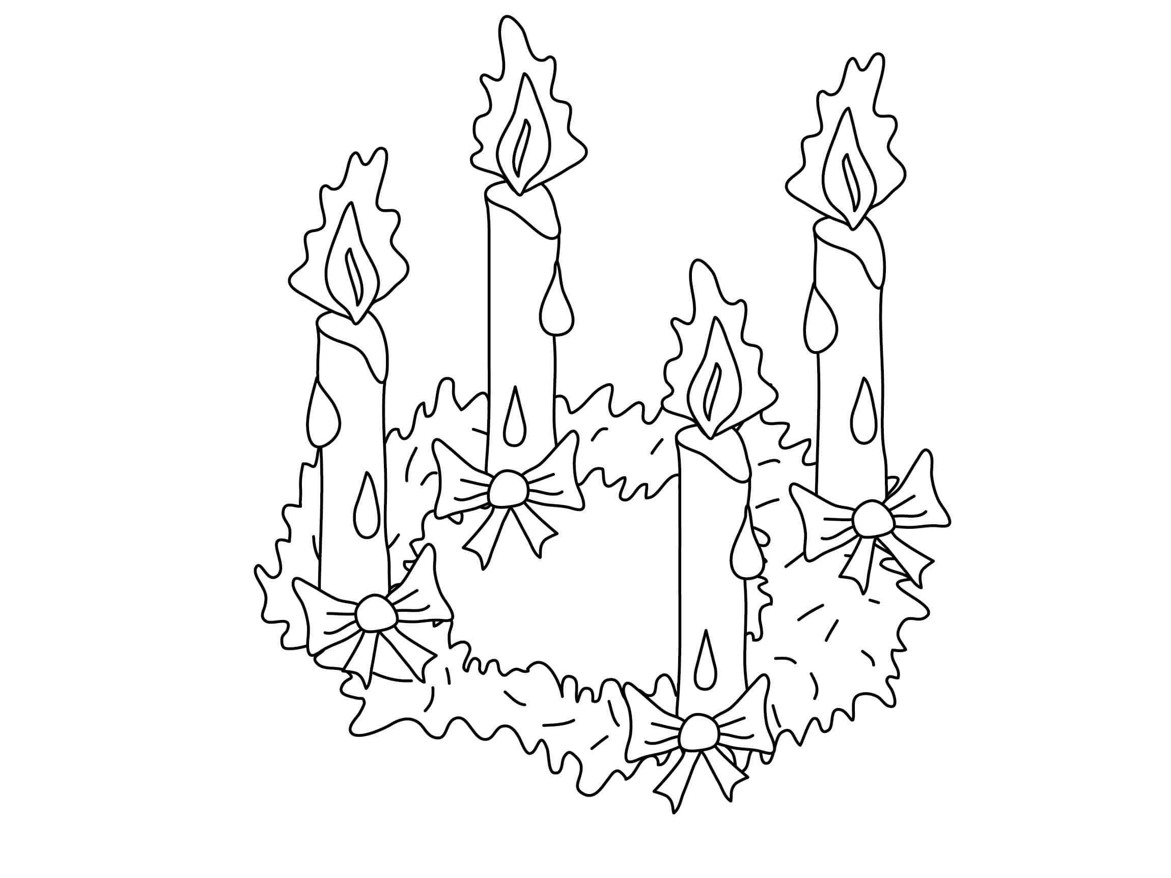 Christmas Candles Burn With A Bright Flame Coloring Page