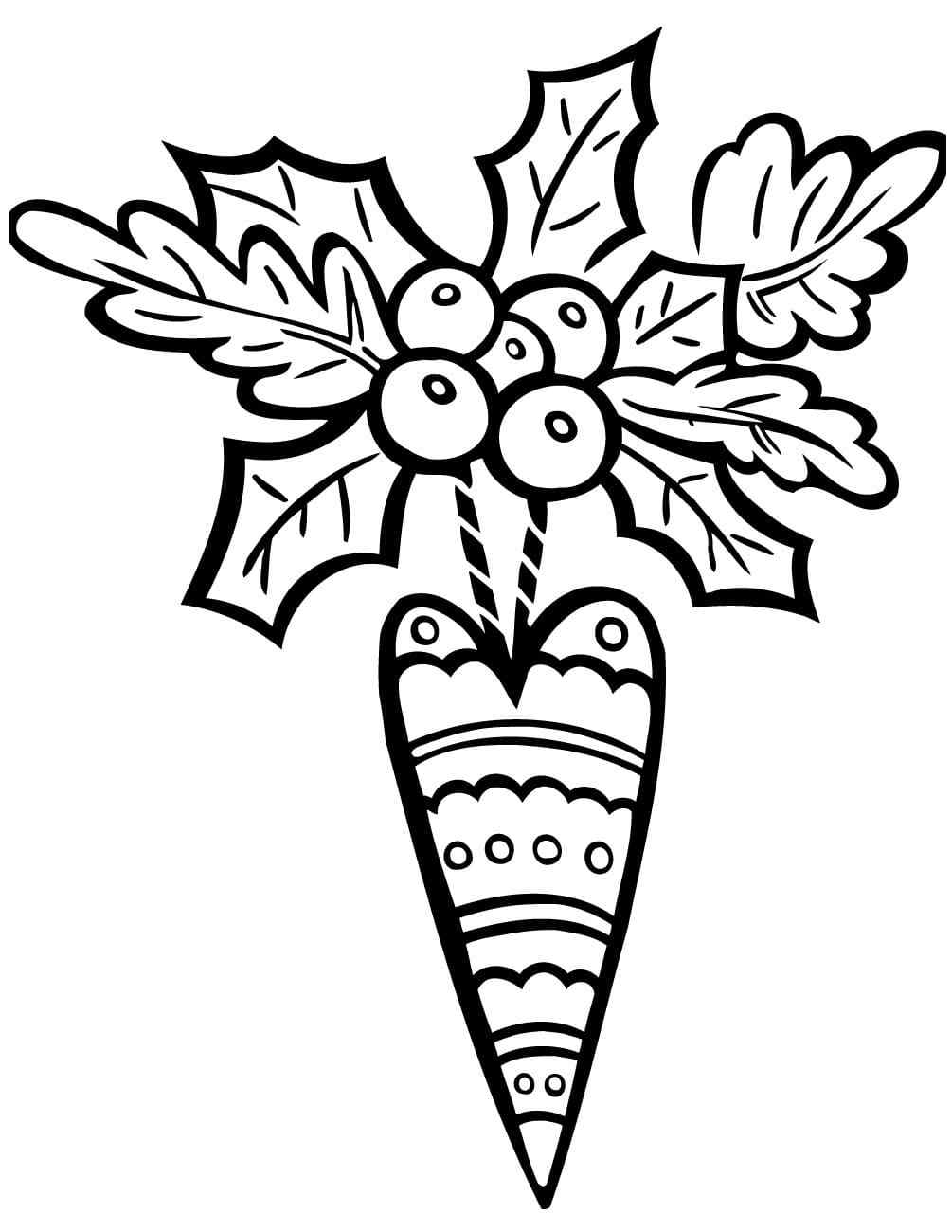 Christmas Carrot With Fir Branches Coloring Page