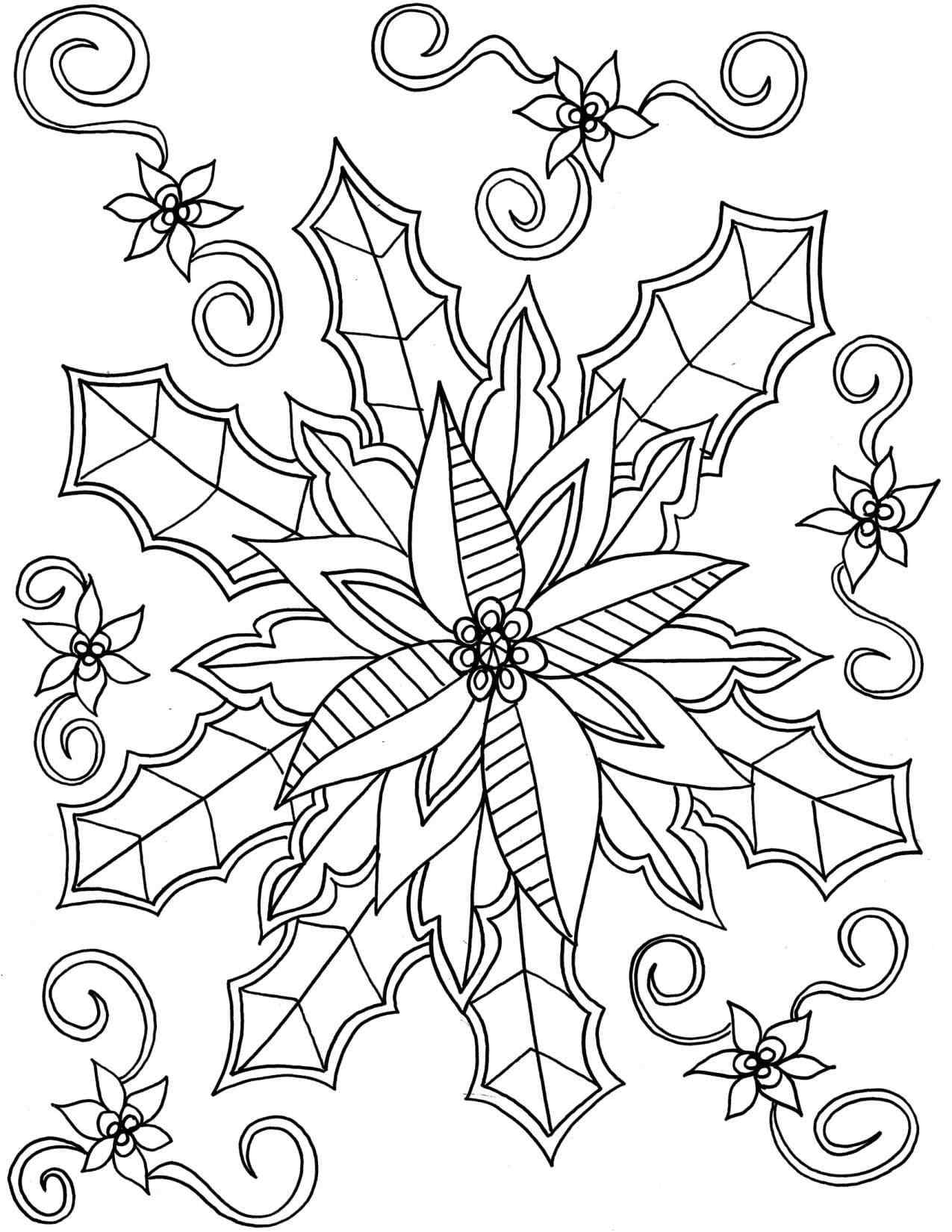 Christmas Flowers In The Ornament Coloring Page