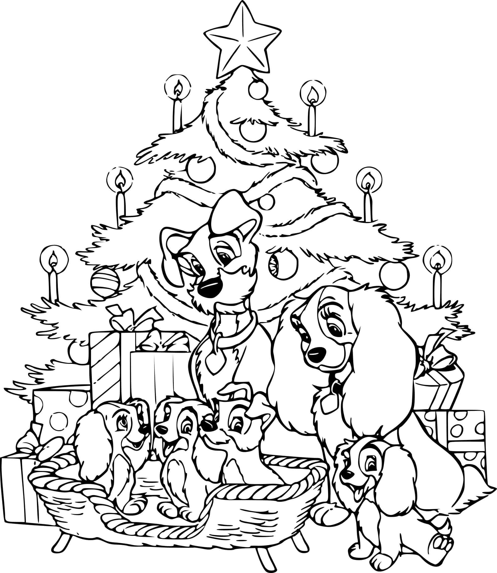 Christmas In A Family Of Dogs Coloring Page