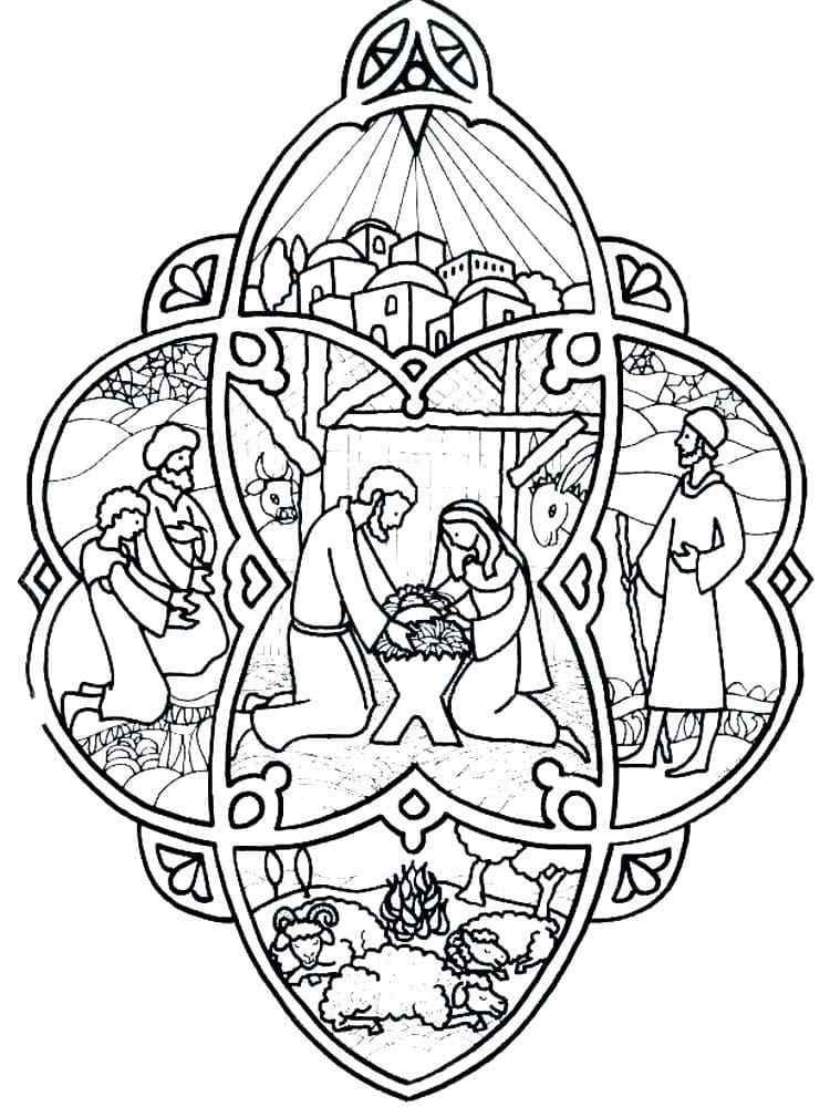 Christmas Stained Glass Window With the Magi