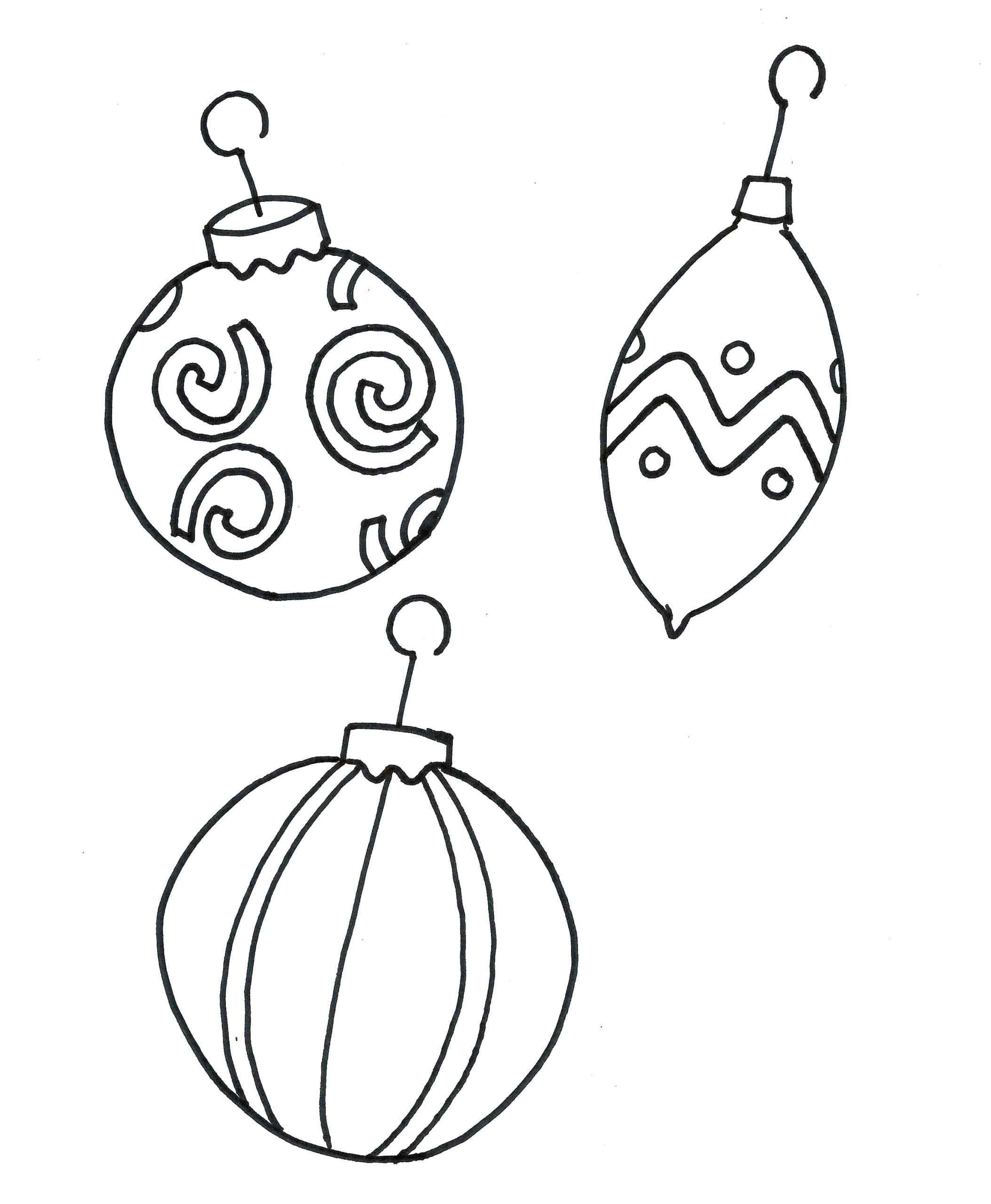 Christmas Tree Decorations Of Different Shapes Coloring Page