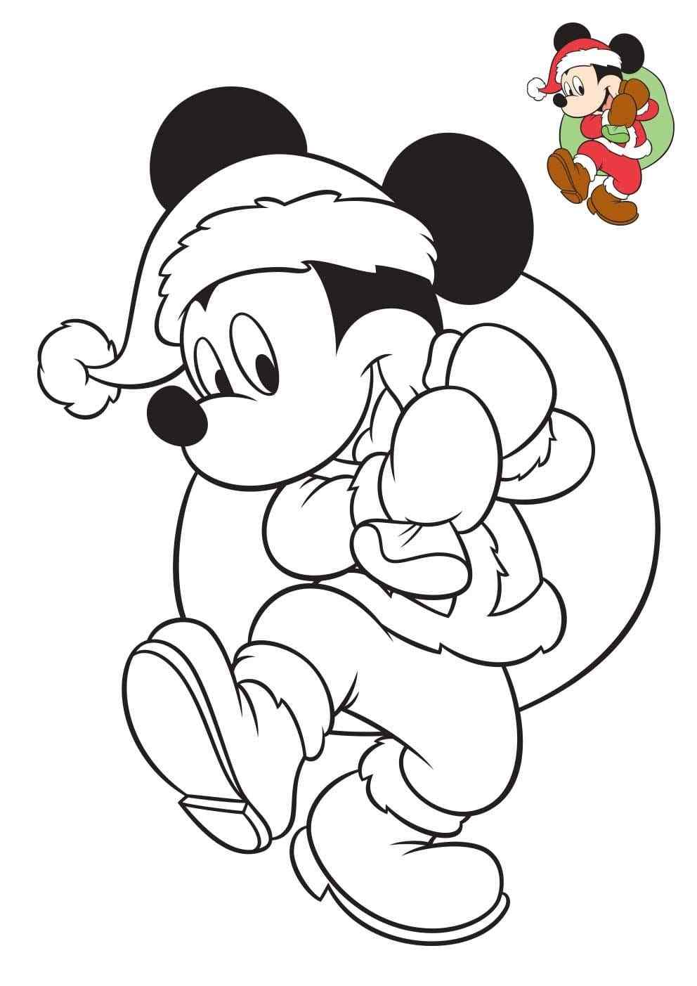 Color Your Christmas Mickey Mouse Coloring Page