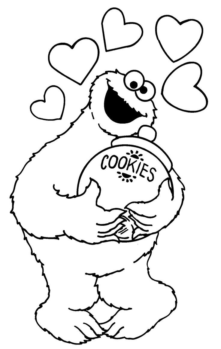 Printable Cookie Monster Loves Cookies Coloring Page