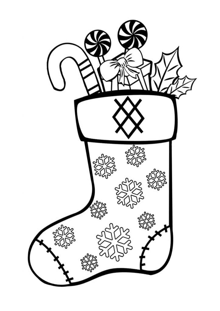 Snowflakes Christmas Boot Coloring Page