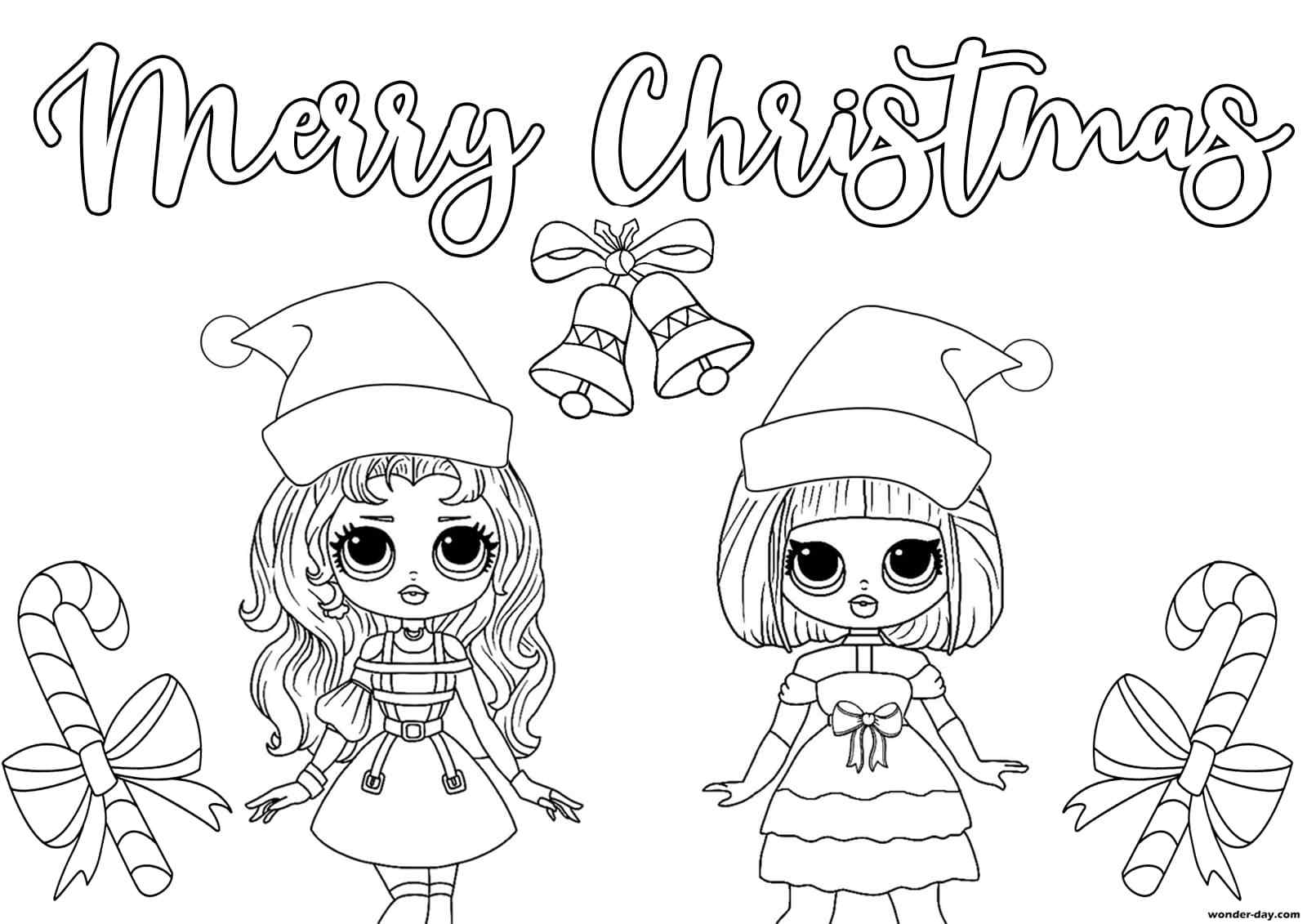Dolls LOL OMG Christmas Coloring Page