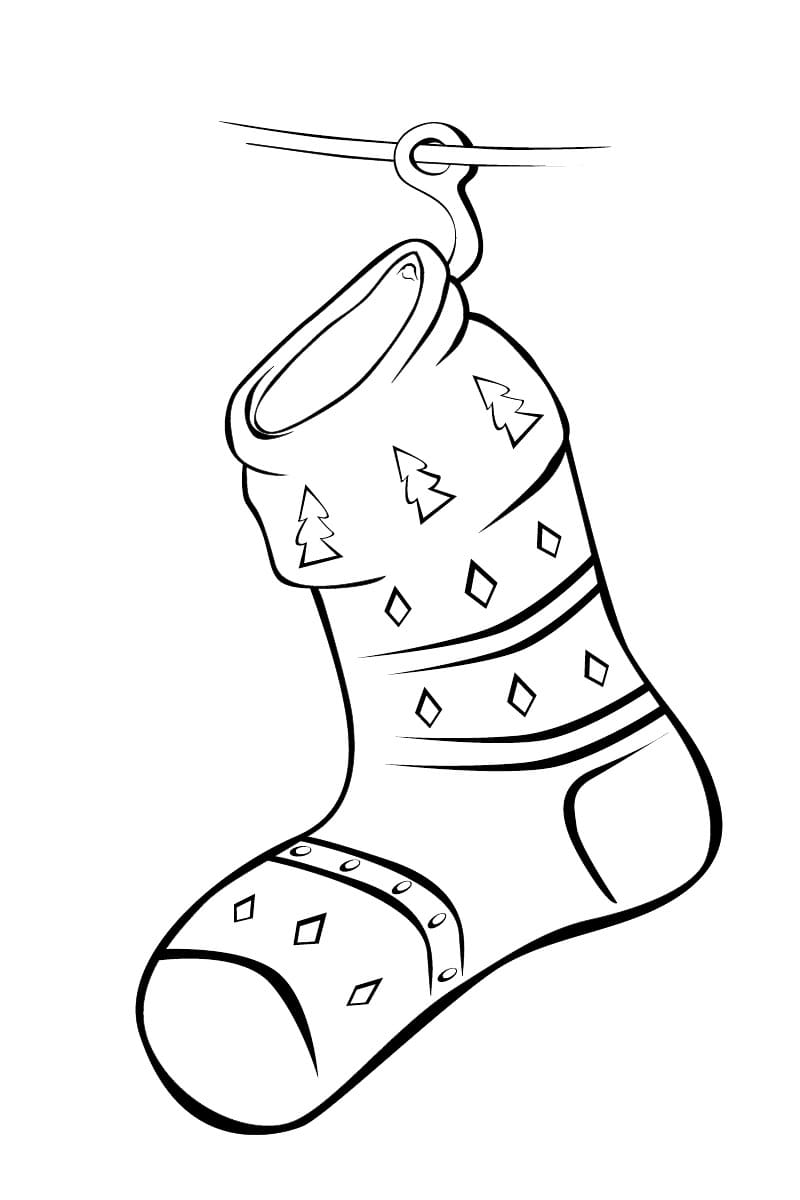 Embroidered Christmas Stocking Coloring Page