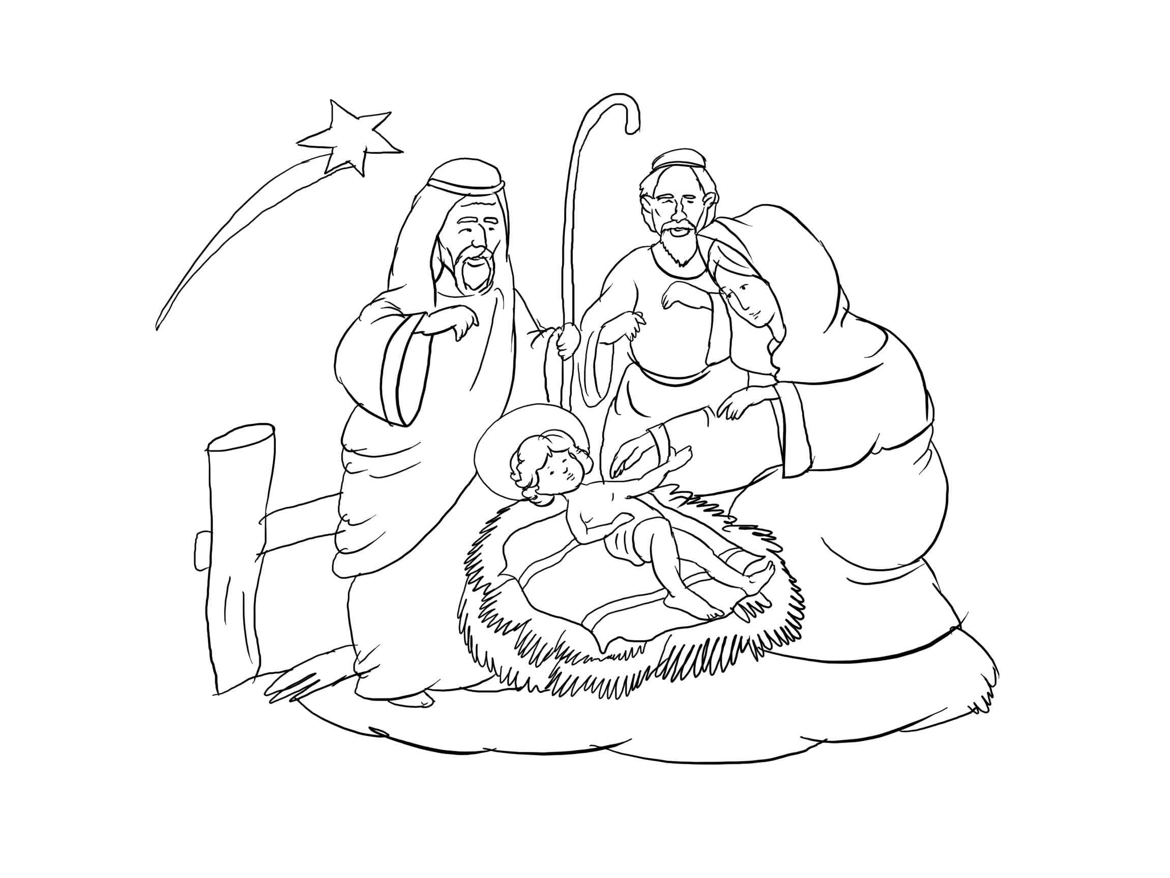 Everyone Is Circling Around the Divine Infant Coloring Page